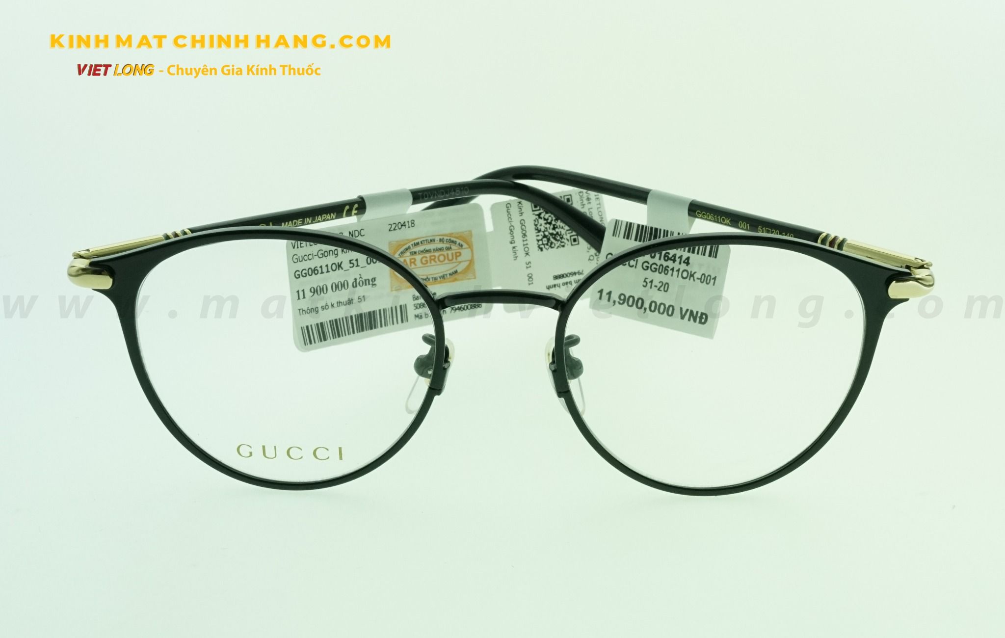  GỌNG KÍNH GUCCI GG0611OK-001 51-20 