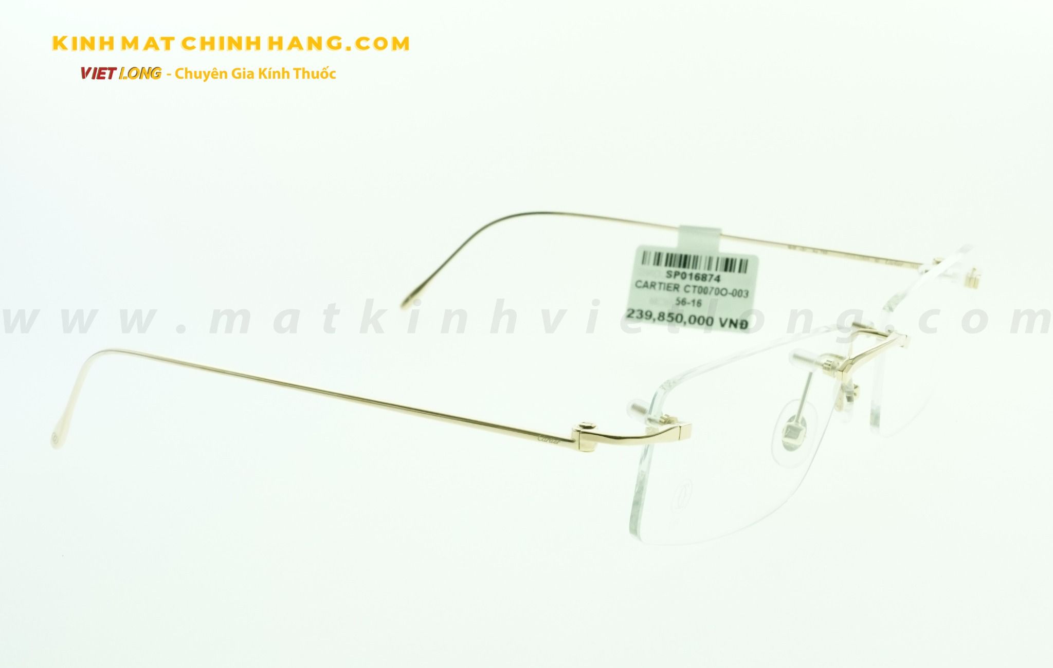  GỌNG KÍNH CARTIER CT0070O-003 56-16 