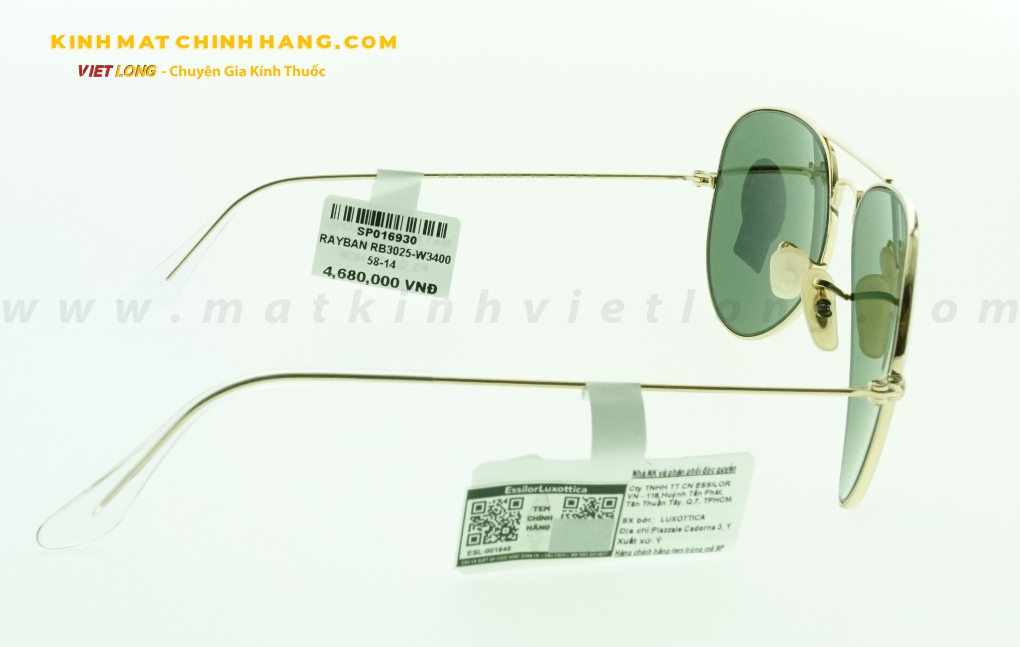  KÍNH MÁT RAYBAN RB3025-W3400 58-14 