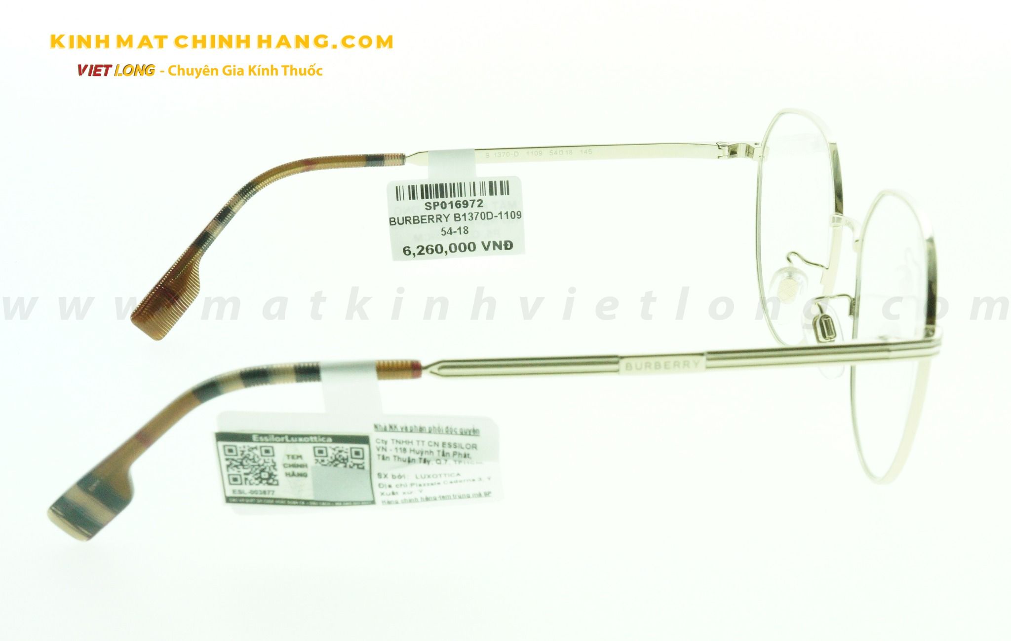  GỌNG KÍNH BURBERRY B1370D-1109 54-18 