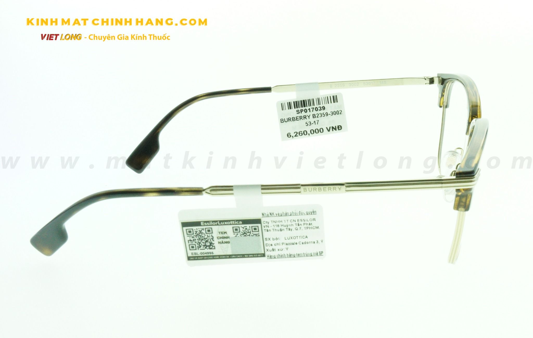  GỌNG KÍNH BURBERRY B2359-3002 53-17 