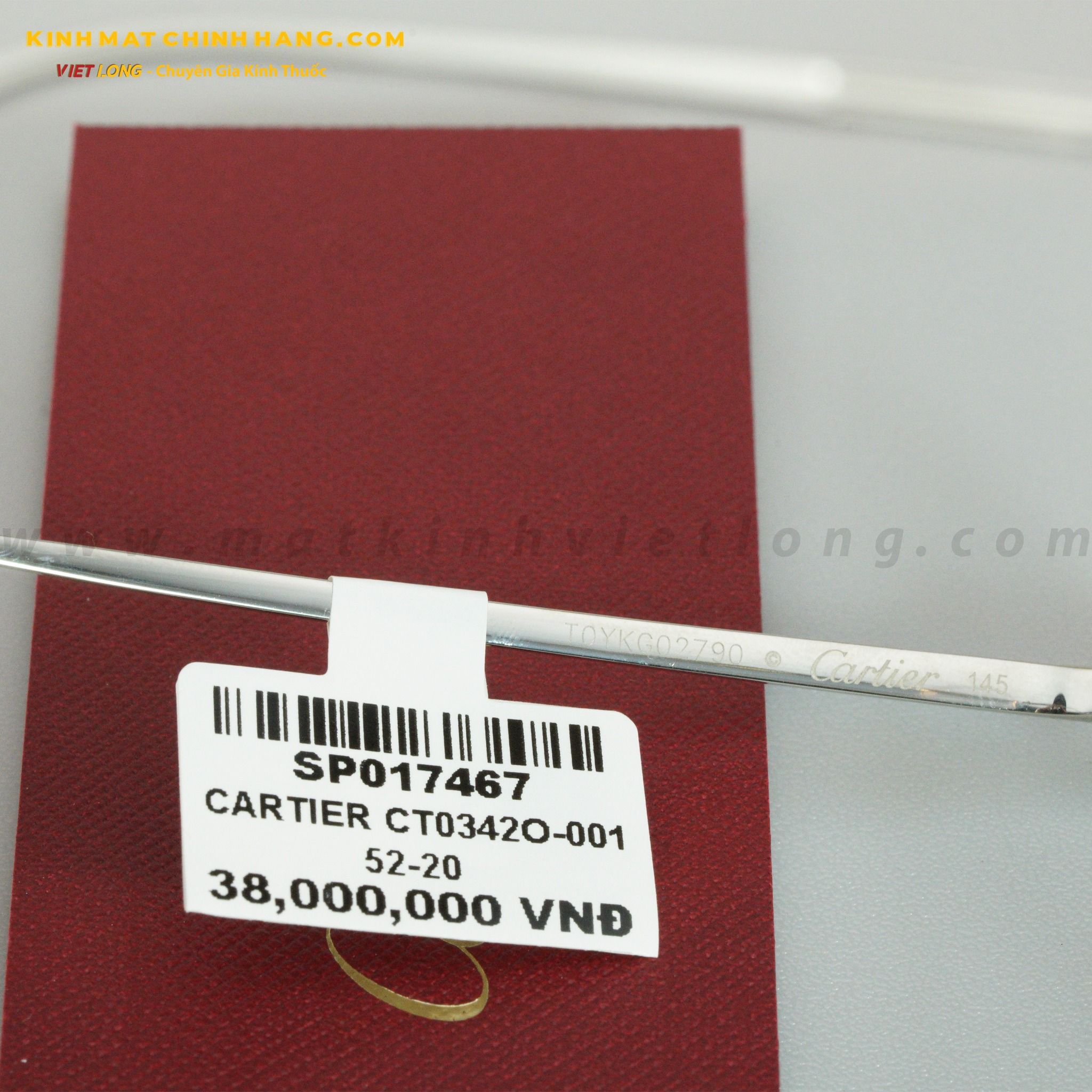  GỌNG KÍNH CARTIER CT0342O-001 52-20 