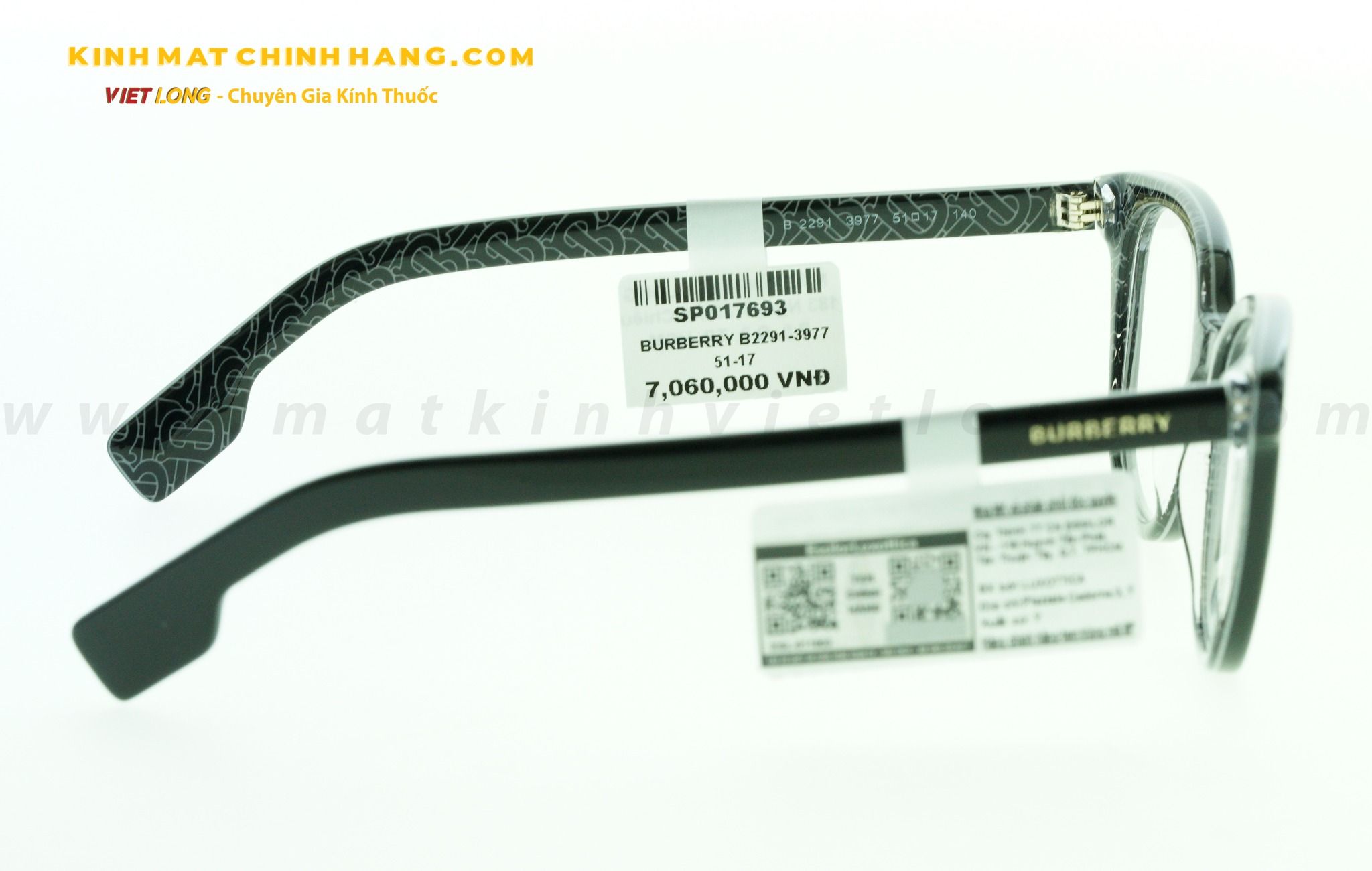  GỌNG KÍNH BURBERRY B2291-3977 51-17 