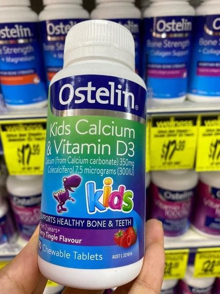 Kẹo bổ sung Canxi + D3 cho bé từ 2 tuổi Ostelin Kids Calcium & Vitamin D3