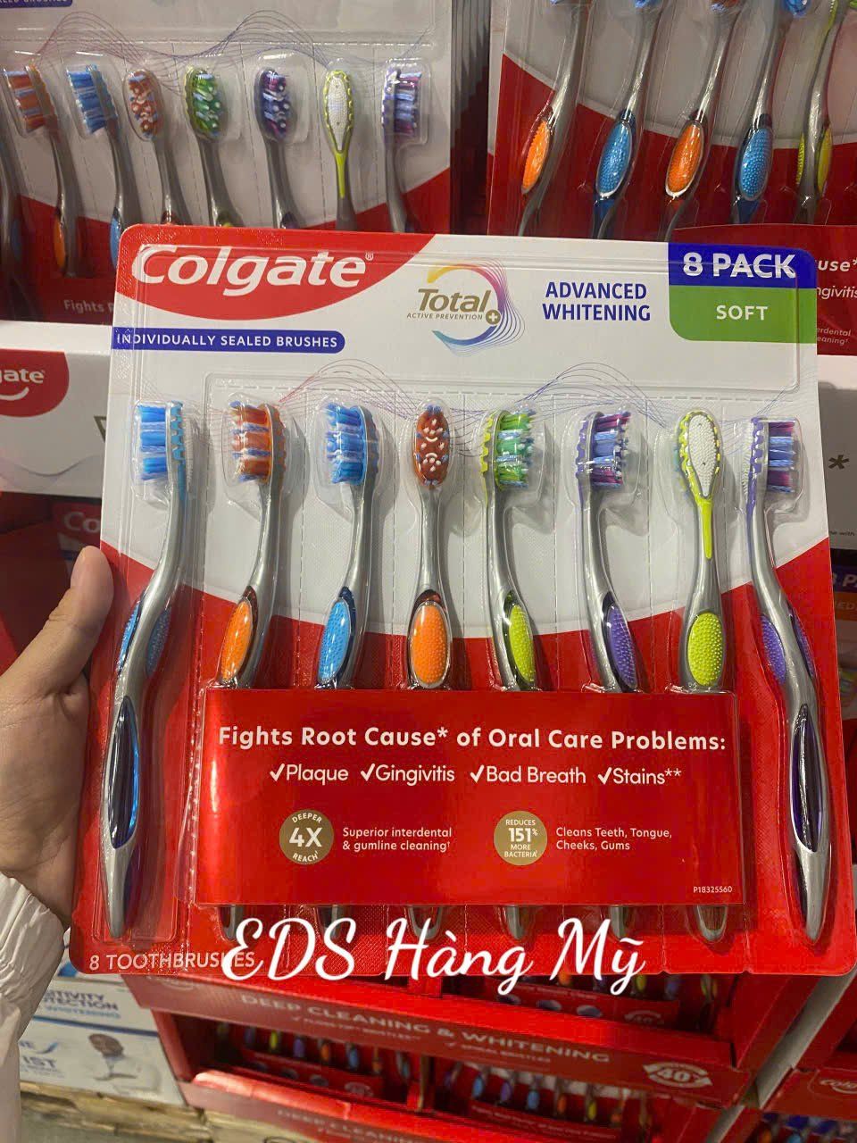 Set 8 bàn chải đánh răng Colgate Total Advanced Whitening Whole Mouth Clean