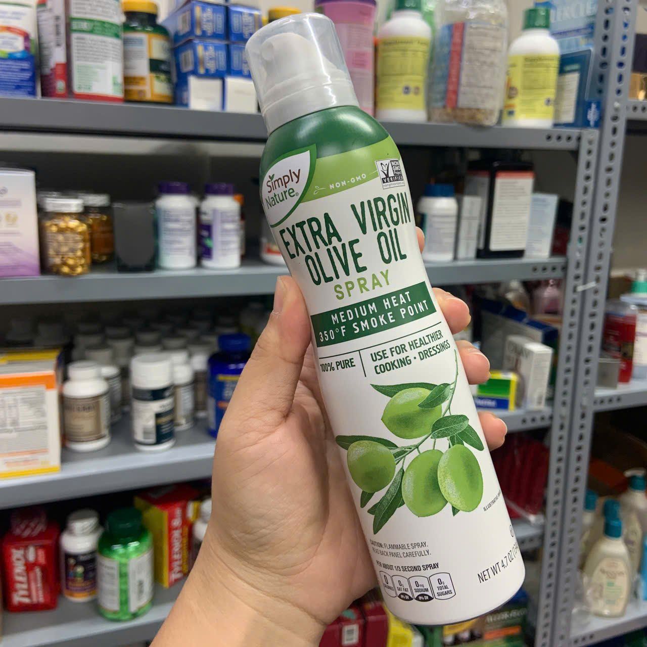 Dầu oliu nguyên chất dạng xịt ăn kiêng Simply Nature Extra Virgin Olive Oil Spray