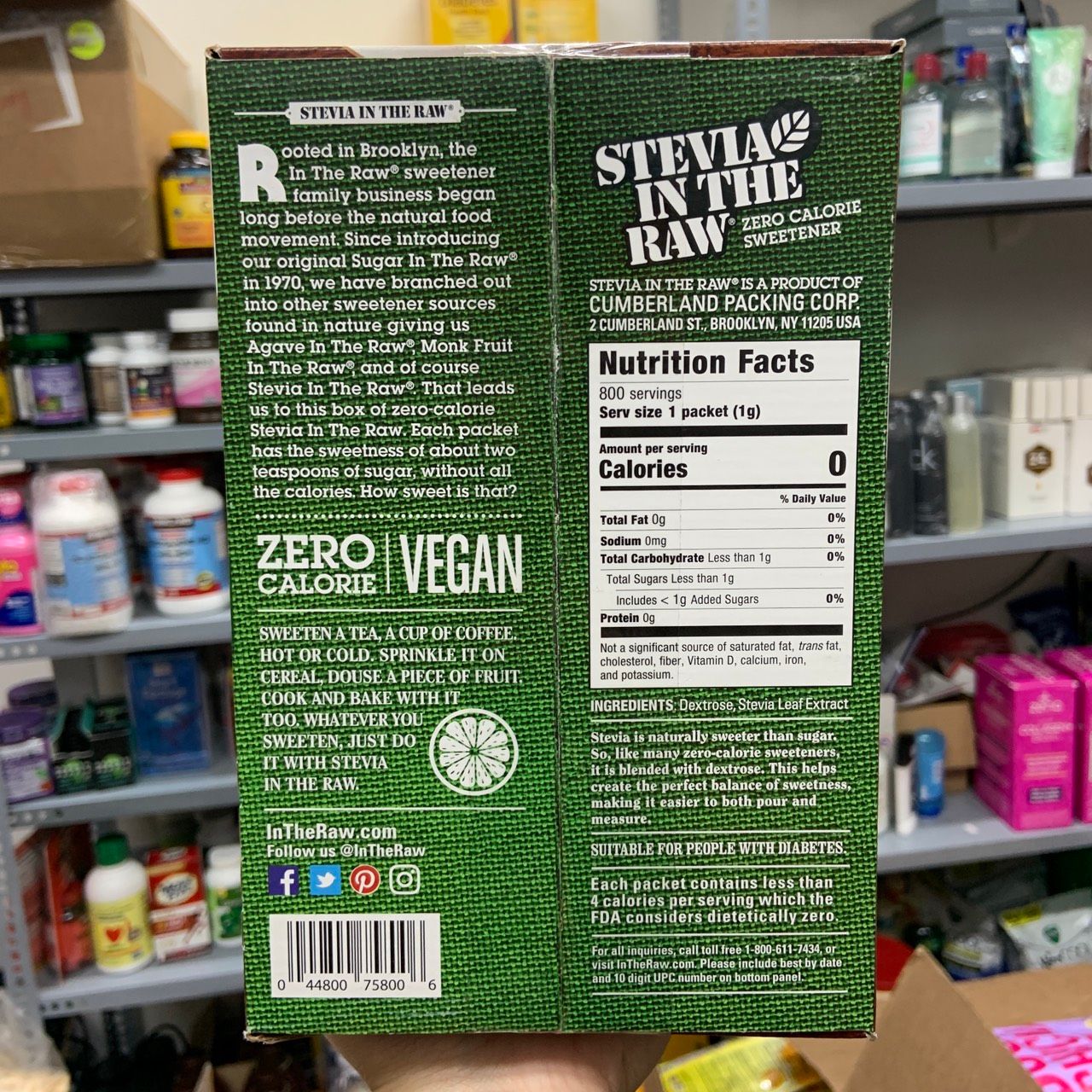 Đường ăn kiêng chiết xuất từ lá cỏ ngọt Stevia In The Raw Zero Calorie Sweetener
