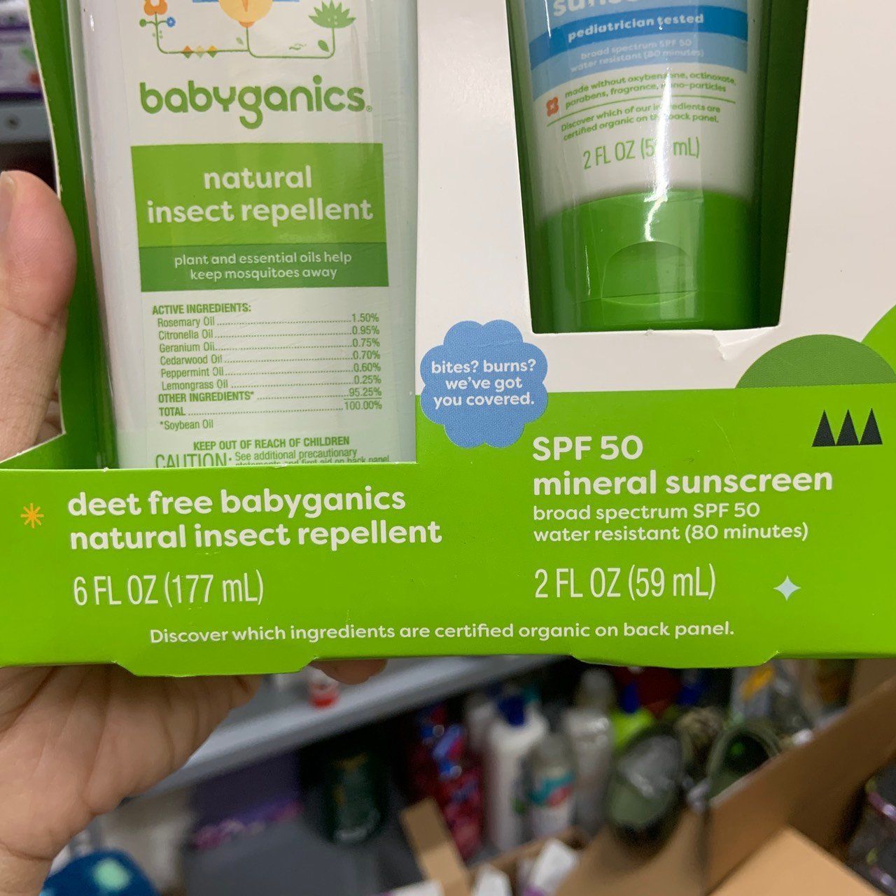 Set kem chống nắng và côn trùng cắn dành cho bé từ 6 tháng Babyganics