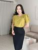 Áo kiểu công sở dáng suông bông hồng bèo ngực thời trang Eden - ASM257