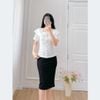 Áo kiểu nữ công sở cổ vuông tay ngắn phối hoa thời trang Eden - ASM239