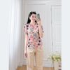 Áo kiểu nữ dáng suông công sở họa tiết hoa 3d thời trang Eden - ASM249