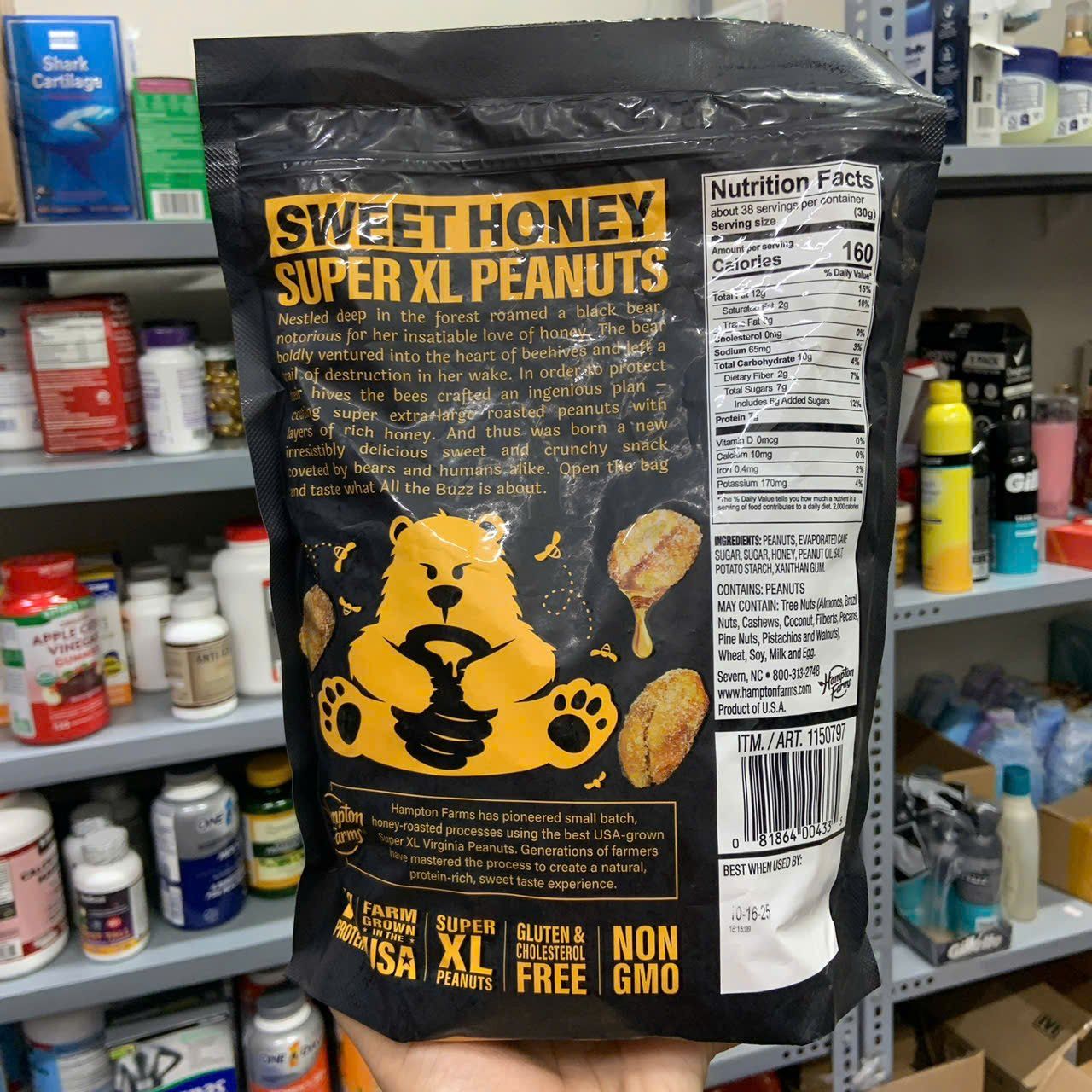 Đậu phộng rang tẩm mật ong Hampton Farms Super XL Peanuts Sweet Honey