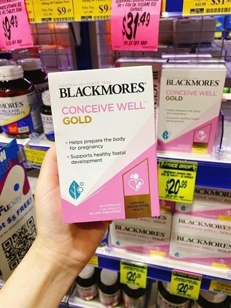 Viên uống hỗ trợ tăng khả năng thụ thai Blackmores Conceive Well Gold