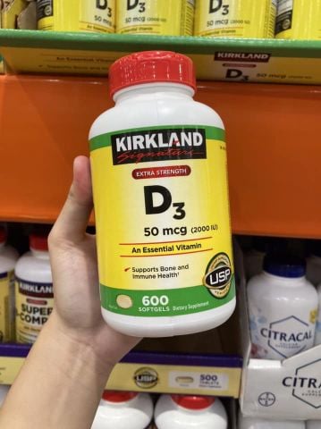  Viên uống vitamin D3 Kirkland Extra Strength D3 50mcg 