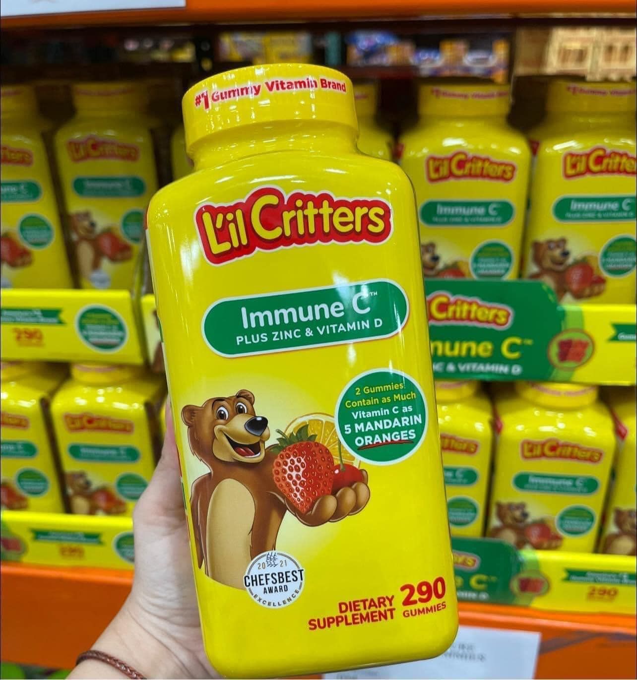 Kẹo dẻo bổ sung vitamin C và tăng sức đề kháng L’il Critters Immune C - 190 viên
