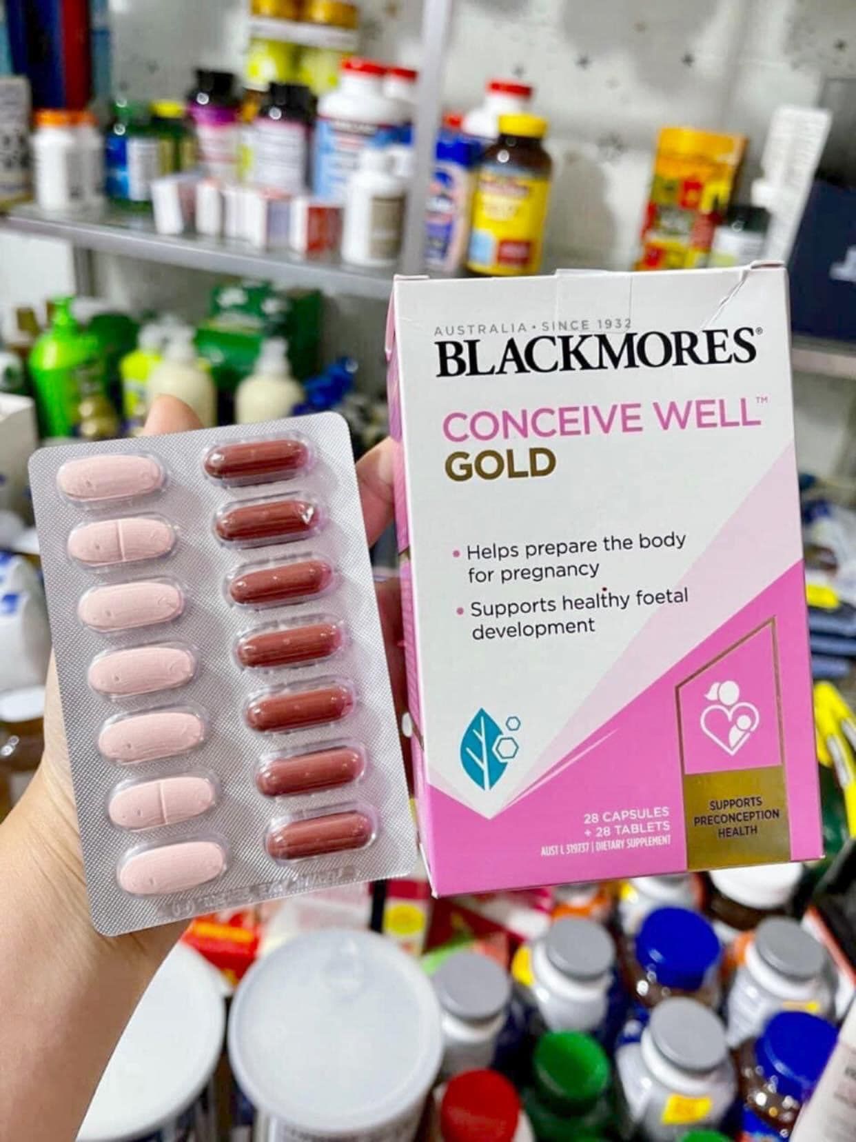 Viên uống hỗ trợ tăng khả năng thụ thai Blackmores Conceive Well Gold