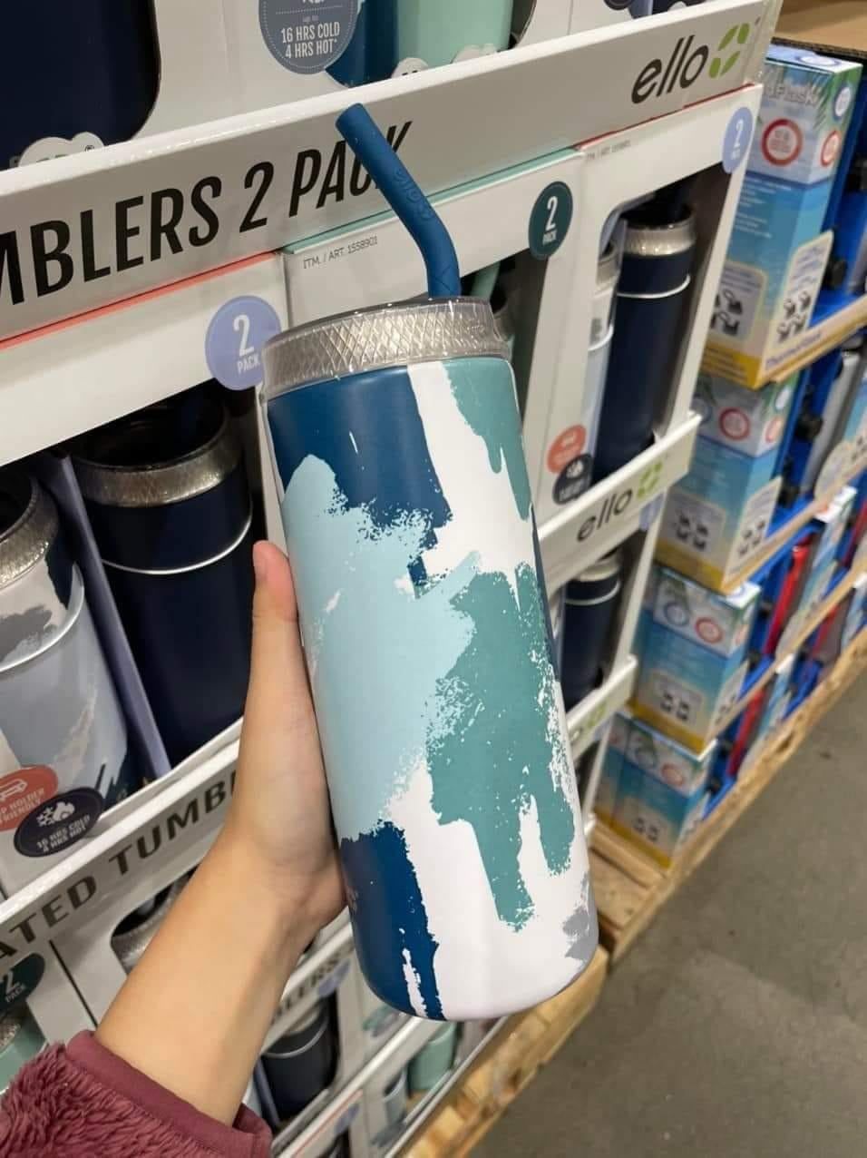 Ly giữ nhiệt nóng lạnh, ống hút thép bọc cao su Ello