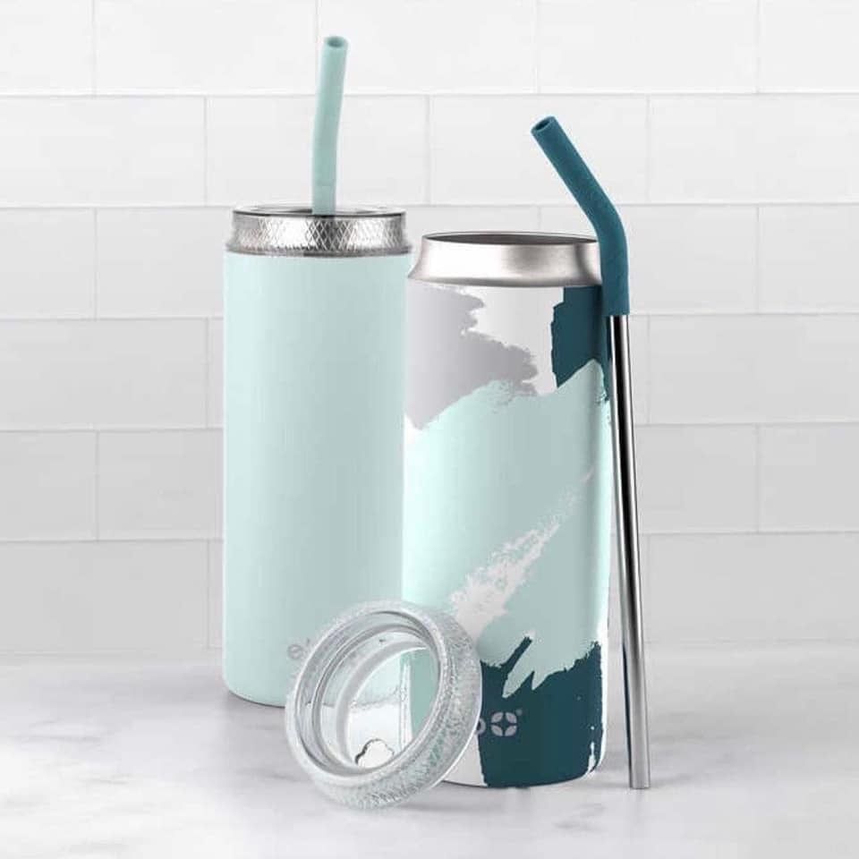 Ly giữ nhiệt nóng lạnh, ống hút thép bọc cao su Ello