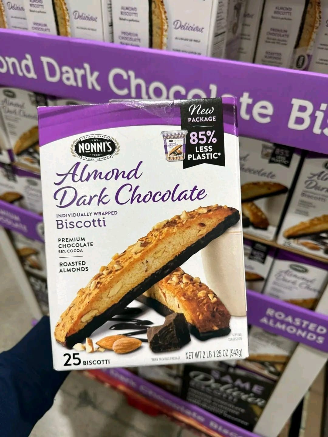Bánh Biscotti Nonni's Almond Dark Chocolate