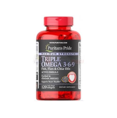Viên uống hỗ trợ tim mạch Puritan's Pride Maximum Strength Triple Omega 3-6-9