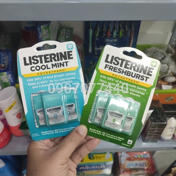 Miếng ngậm thơm miệng, diệt khuẩn Listerine Pocketpaks - Vỉ 3 hộp