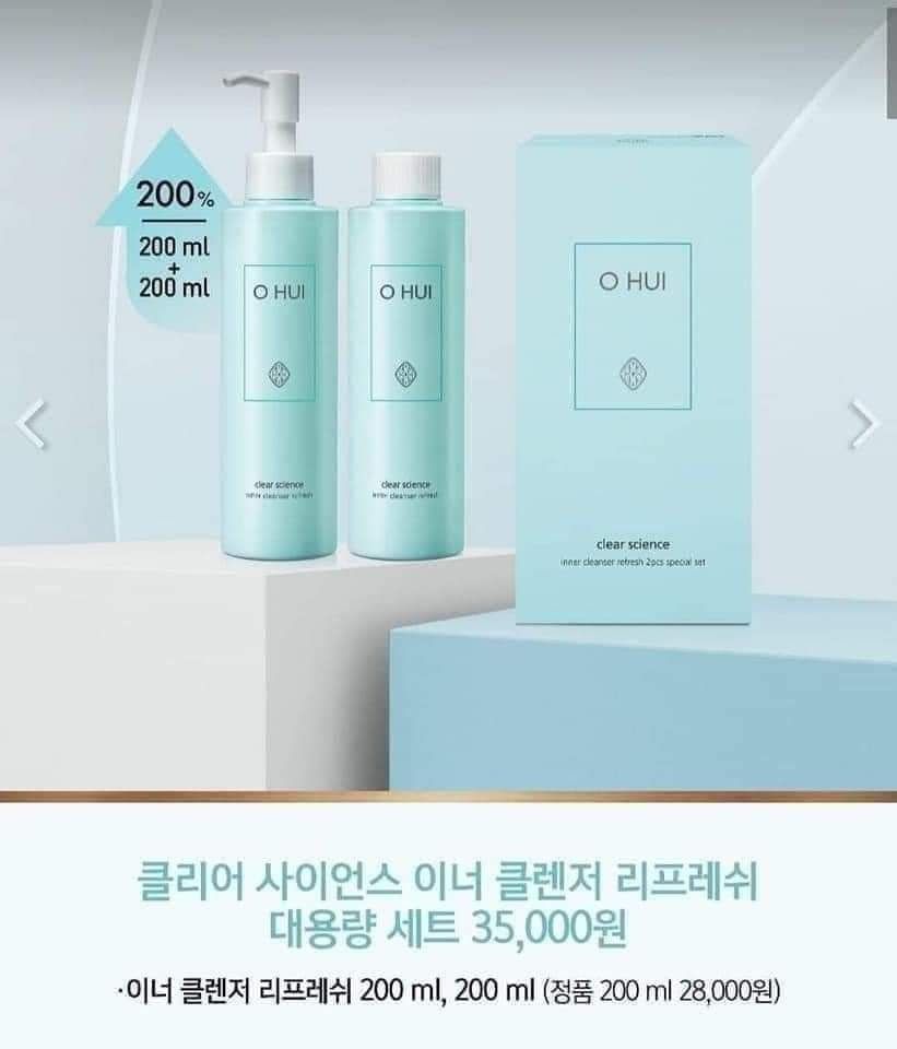 Set 2 chai dung dịch vệ sinh phụ nữ Ohui Clear Science Inner Cleanser Refresh