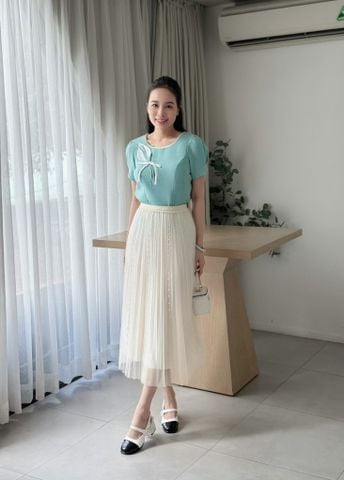  Áo kiểu công sở cổ vuông tay ngắn thời trang Eden – ASM261 