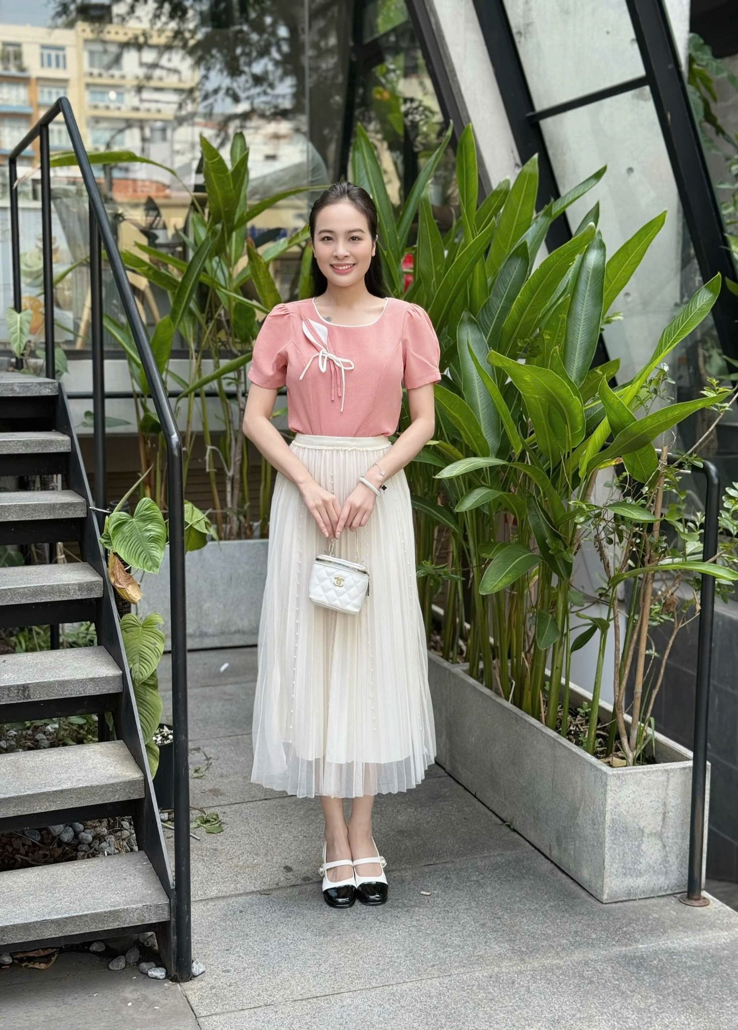 Áo kiểu công sở cổ vuông tay ngắn thời trang Eden – ASM261