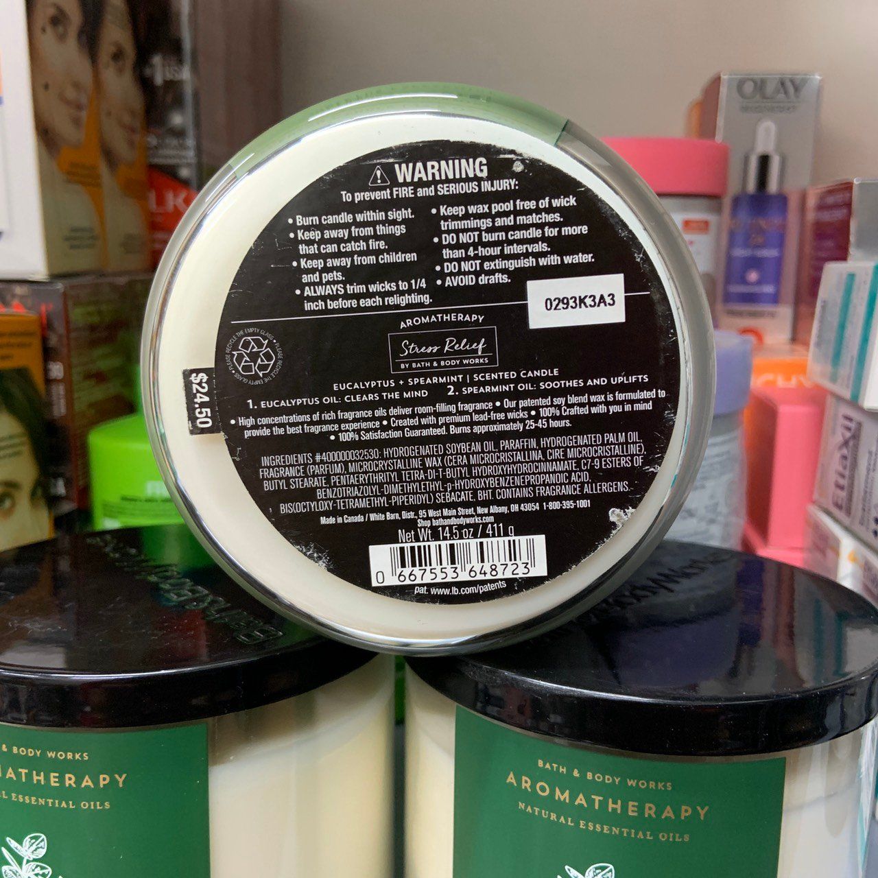 Nến thơm 3 bấc Bath & Body Works Aromatherapy Stress Relief Eucalyptus Spearmint