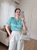 Áo công sở nữ thời trang Eden – ASM267 tay ngắn phối hoa nổi