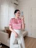 Áo công sở nữ thời trang Eden – ASM267 tay ngắn phối hoa nổi