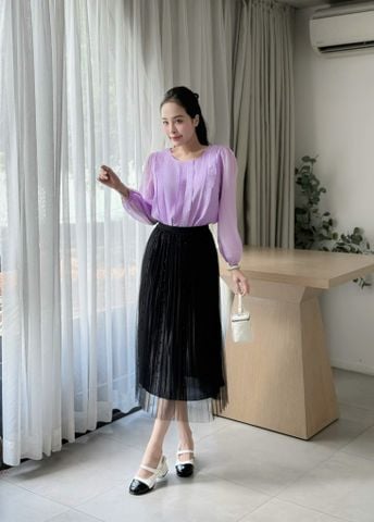  Áo công sở tay dài cổ tròn thời trang Eden - ASM260 