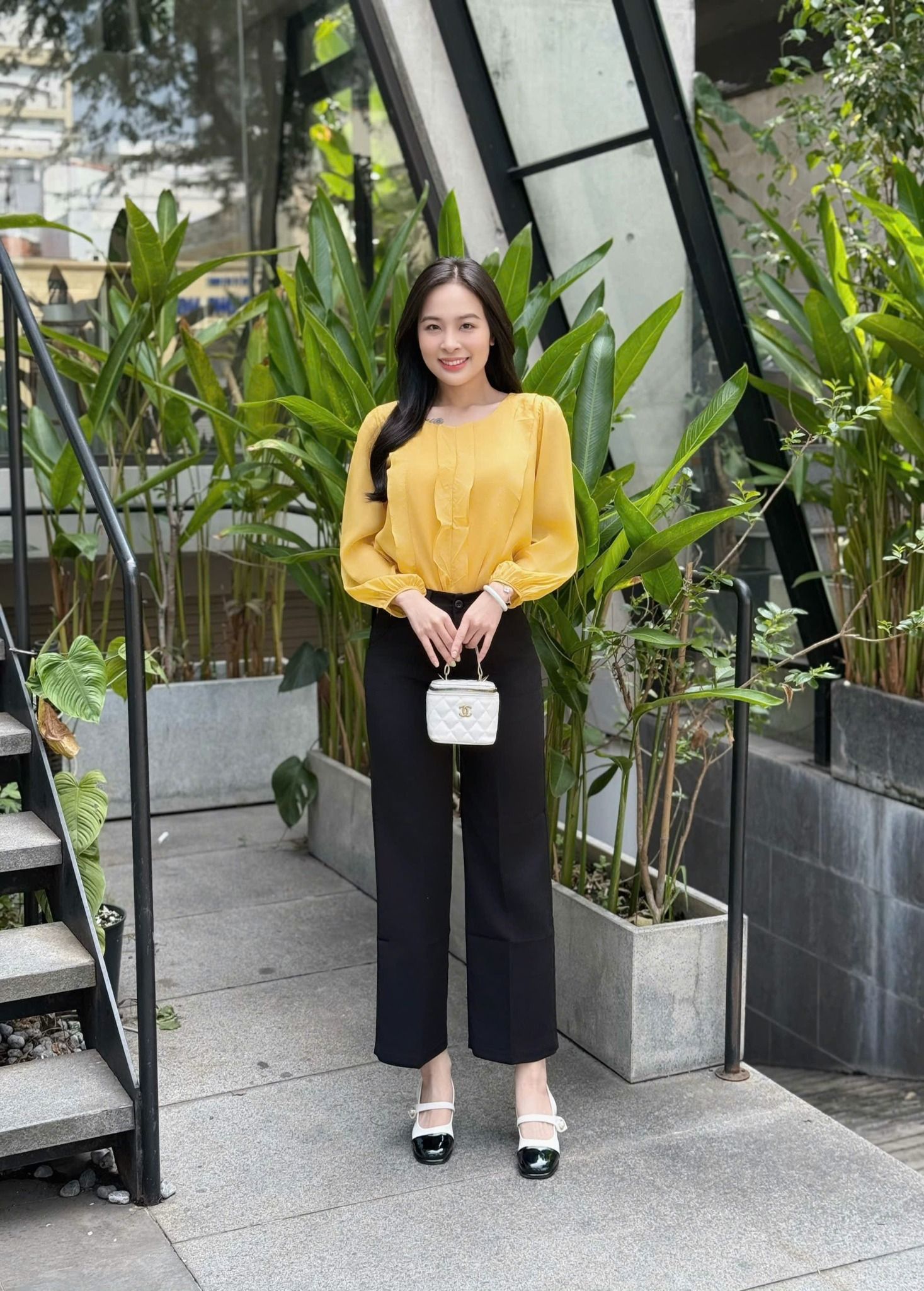 Áo công sở tay dài cổ tròn thời trang Eden - ASM260