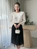 Áo công sở tay lỡ cổ tròn bèo hai lớp thời trang Eden - ASM259