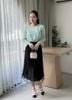 Áo công sở tay lỡ cổ tròn bèo hai lớp thời trang Eden - ASM259