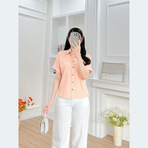  Áo kiểu cổ sơ mi phối túi thời trang Eden - ASM236 
