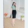 Áo kiểu cổ v cách điệu tay ngắn phối nút - ASM234
