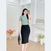 Áo kiểu cổ v cách điệu tay ngắn phối nút - ASM234