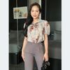 Áo kiểu công sở cổ sơ mi in họa tiết 3d thời trang Eden - ASM253