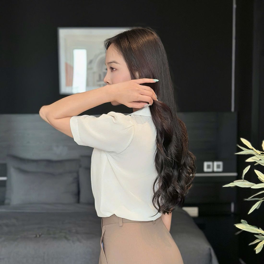 Áo kiểu công sở dáng suông tay ngắn cổ nơ thời trang Eden - ASM251
