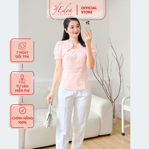  Áo kiểu công sở tay ngắn cổ cách điệu thời trang Eden - ASM220 