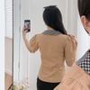 Áo kiểu công sở tay ngắn cổ v phối màu - ASM240