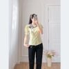 Áo kiểu công sở tay ngắn cổ v phối màu - ASM240