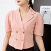 Áo kiểu công sở thời trang Eden cổ vest dáng ngắn - ASM193