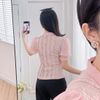 Áo kiểu nữ dáng ngắn cổ nơ phối voan thời trang Eden - ASM245