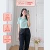 Áo kiểu nữ công sở dáng suông cổ đổ phối hoa - ASM242
