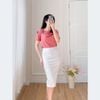 Áo kiểu nữ công sở dáng suông cổ đổ phối hoa - ASM242
