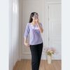Áo kiểu nữ công sở dáng suông tay lỡ cổ tròn thêu họa tiết - ASM238