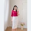 Áo kiểu nữ công sở dáng suông tay lỡ cổ tròn thêu họa tiết - ASM238