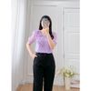 Áo kiểu nữ dáng suông cổ tim tay phồng thời trang Eden - ASM246